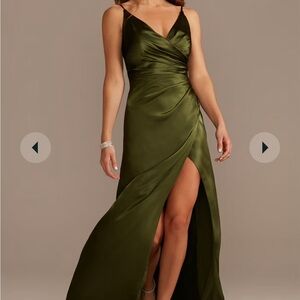 Prom dress - Galina signature David’s Bridal charmeuse draped strappy bridesmaid